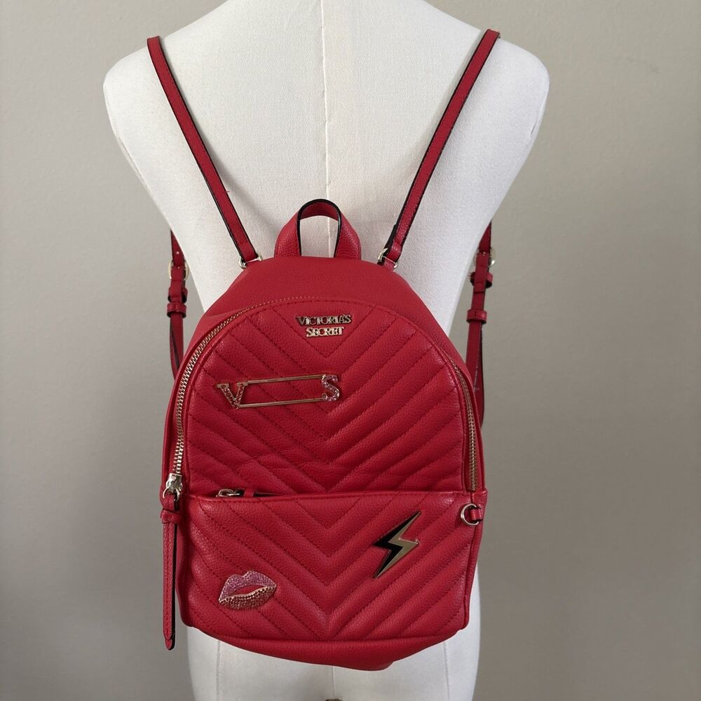 Victoria's Secret Small City w/Metal Kiss Lips Red Mini Backpack